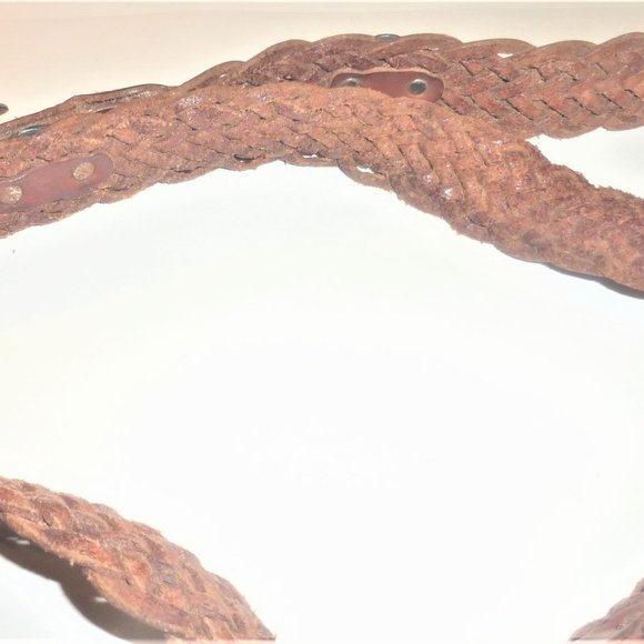 ST5 Leather BELT Big BUCKLE Weaved Leather 40" Braided Leather Handmade - Picture 8 of 9